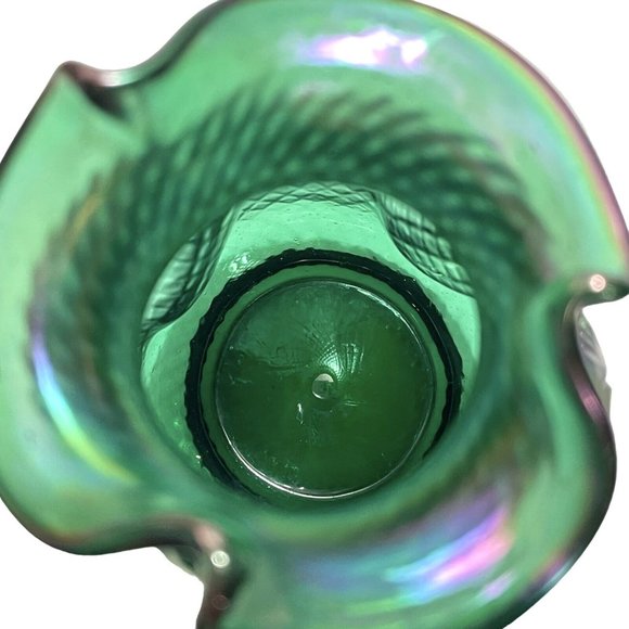 Antique 1900s Pallme-Konig Art Nouveau Green Iridescent Art Glass Vase Austrian - Picture 9 of 10